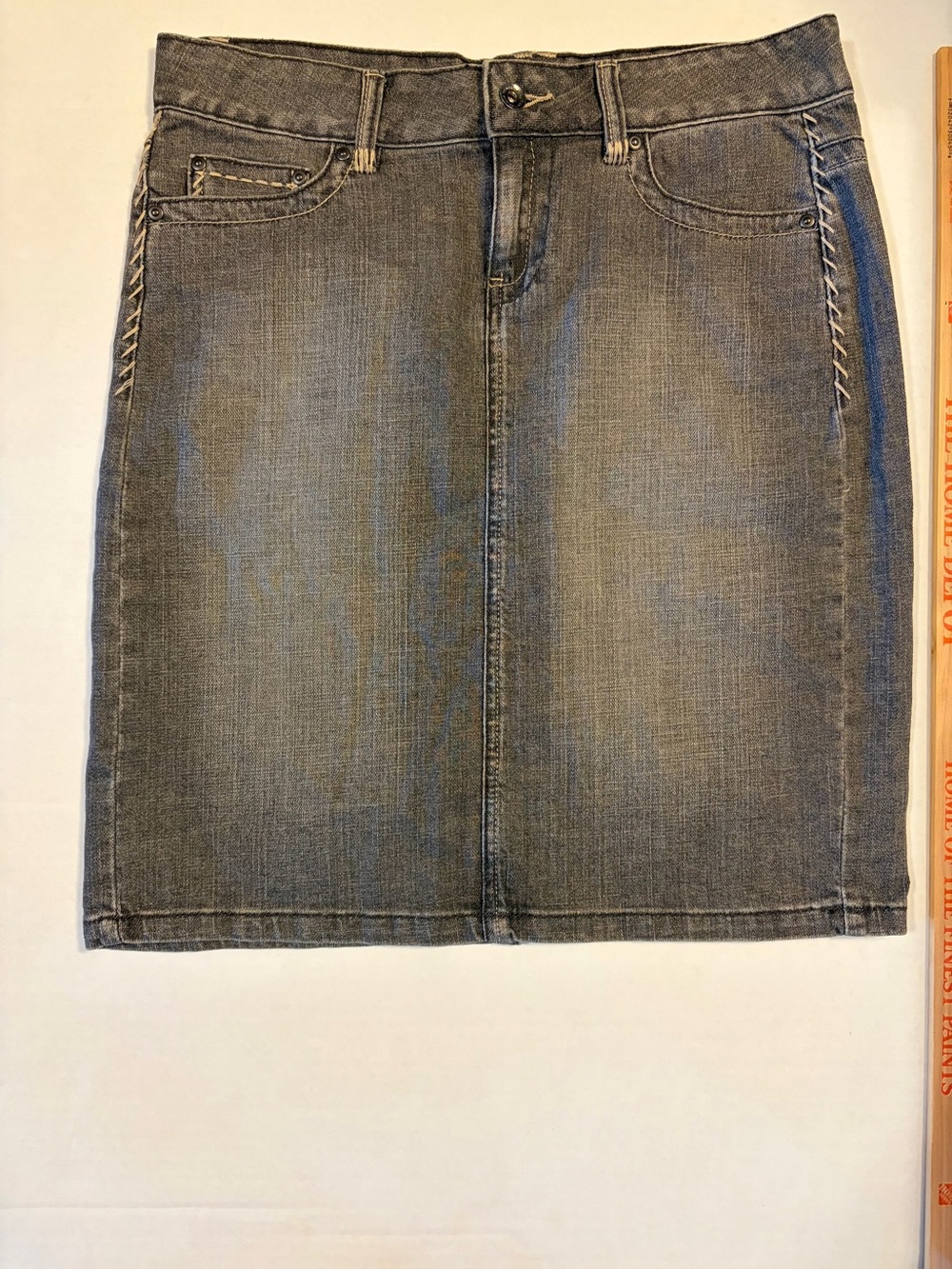 Calvin Klein Jeans Washed Gray Denim Pencil Skirt